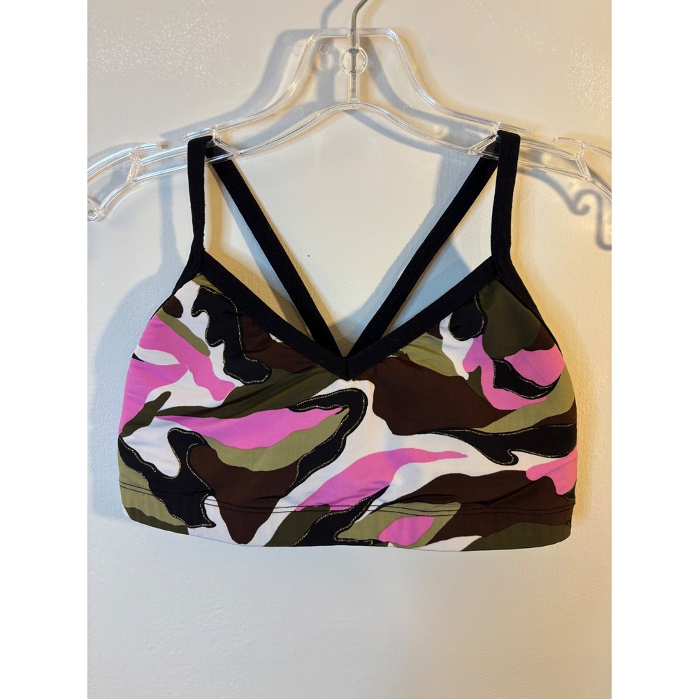 Oh My Bod Pink Green Marble Low Impact Sports Bra L Yoga